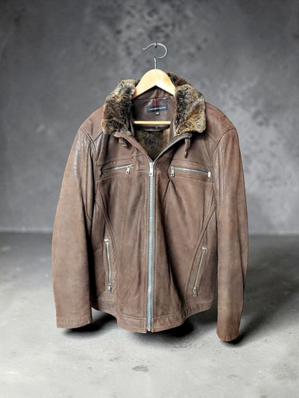Collection Of: "Andrew Marc" Men's Leather Shearling-Lined Jacket (XXL)